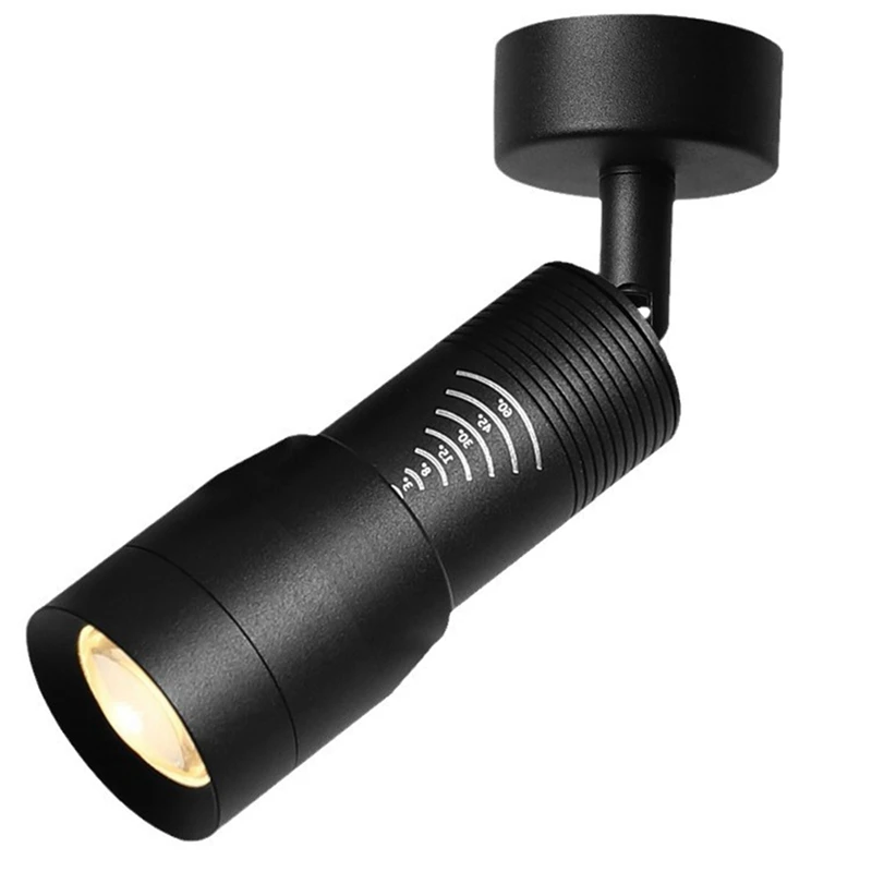 Adjustable 10°-60° Narrow Beam Angle 3000k Ceiling Mounted Spotlight 7W Zoomable Spotlight Light with Zoom Function-A56M