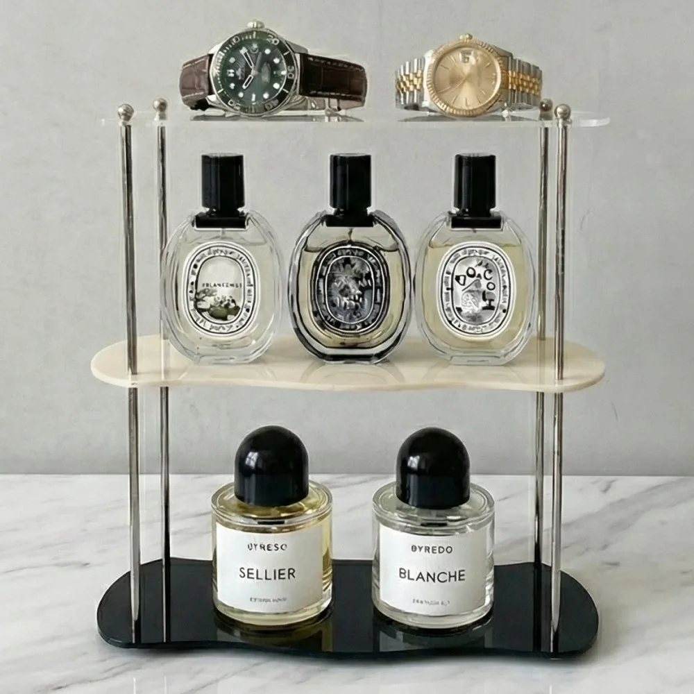 Medieval-Style Acrylic Shelf 3 Tier DIY Perfume Display Organizer — Display Stand for Living Room Side Tables & Kitchens