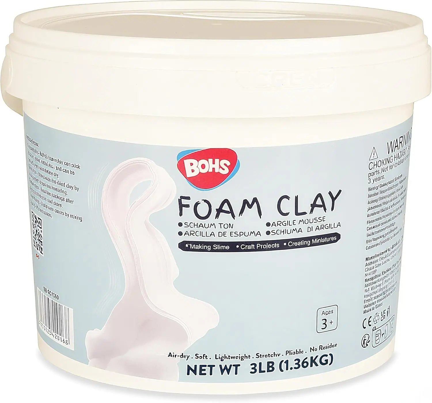 

3 lbs Air Dry Foam Clay, No Cracks or Stains, for Arts, Crafts, Cosplay, and Figurines - Ages 3+