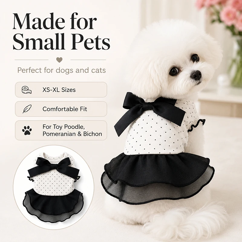 Ropa de verano con lazo para gatos y perros – Falda con volantes - imagen 4