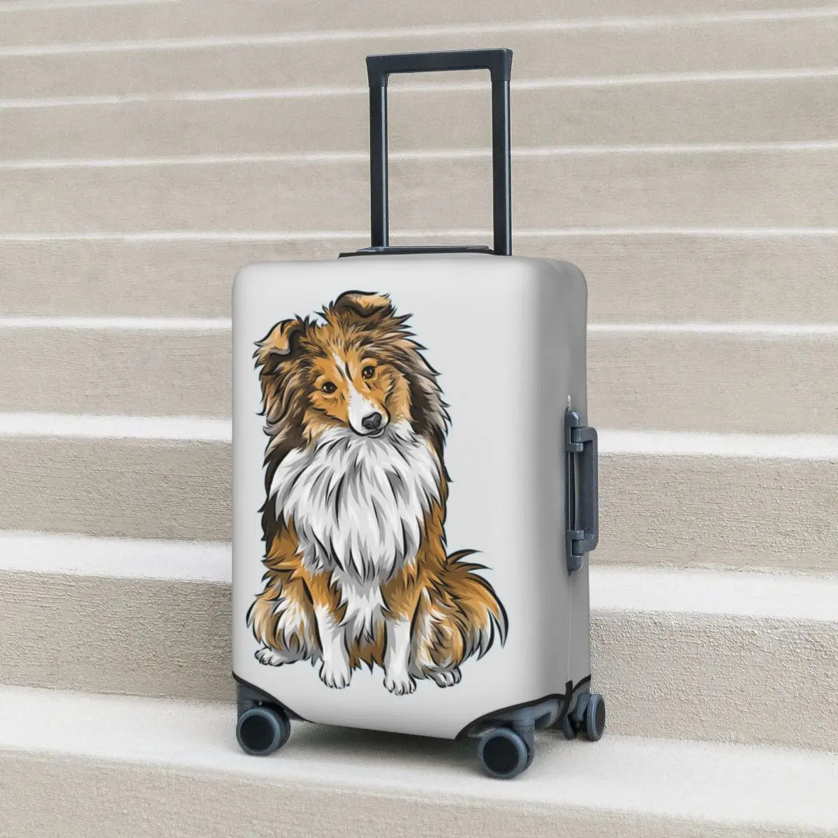 

Sheltie Dog (1) Suitcase Cover Protection Elastic Travel Luggage Protector Covers for 18-32 Inch