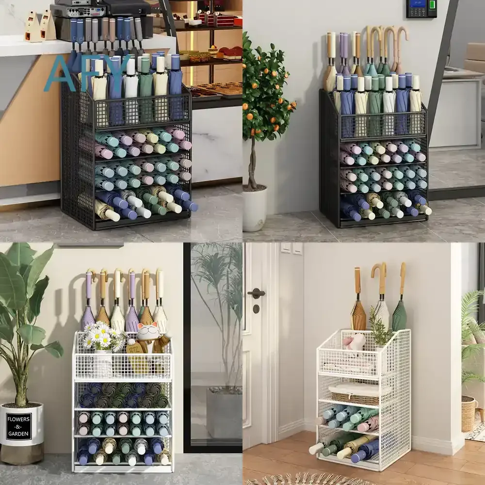 Umbrella Rack for Large Capacity Storage Bucket Stand for Company Classroom Hotel Lobby Commercial Entrance Indoor Outdoor