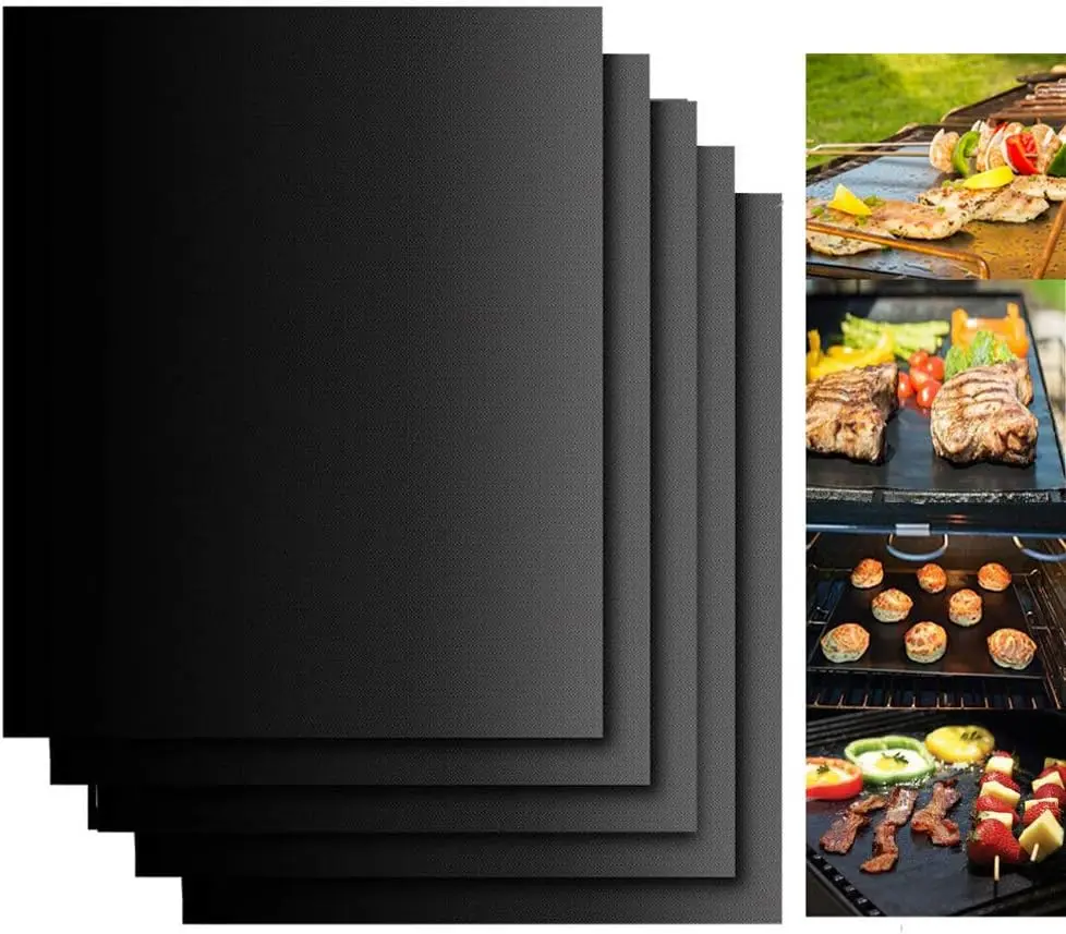 UNTIOR-alfombrilla antiadherente para parrilla de barbacoa, estera para hornear, herramientas para barbacoa, hoja para asar, resistencia al calor, herramienta de cocina para barbacoa de fácil limpieza