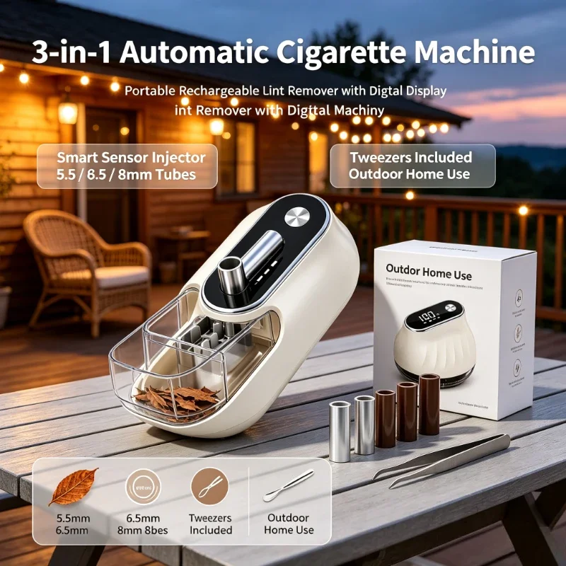 Automatic Round Tube Tobacco Injector 3‑in‑1 Smart Electric Cigarette Making Device