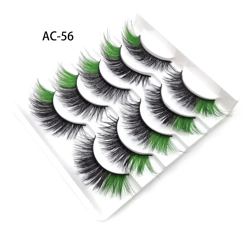 3D Faux Mink Ombre Colored Eyelashes for Doll Artificial Rainbow Color Lashes Bulk False Cilia for Cosplay Makeup