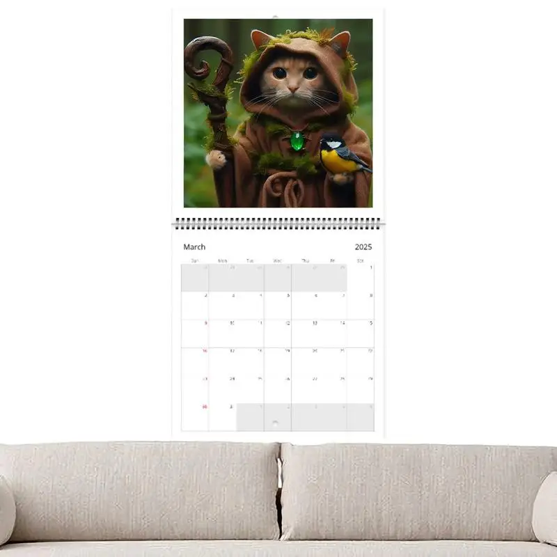 2025 Wall Calendar with Funny Illustration Enhance living Room Decor 12-Month Calendar for Planning Schedules for household