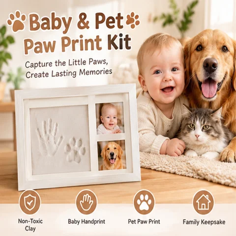 Baby  Pet Paw Print Kit Hand  Footprint Keepsake DIY Family Memory Frame for Baby Cats  Dogs