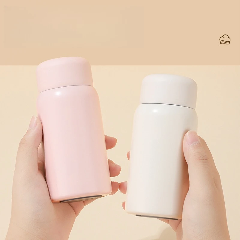 200ml Mini Portable 316 Stainless Steel Insulated Bottle, Soft Touch Pocket Thermos for Office Commute