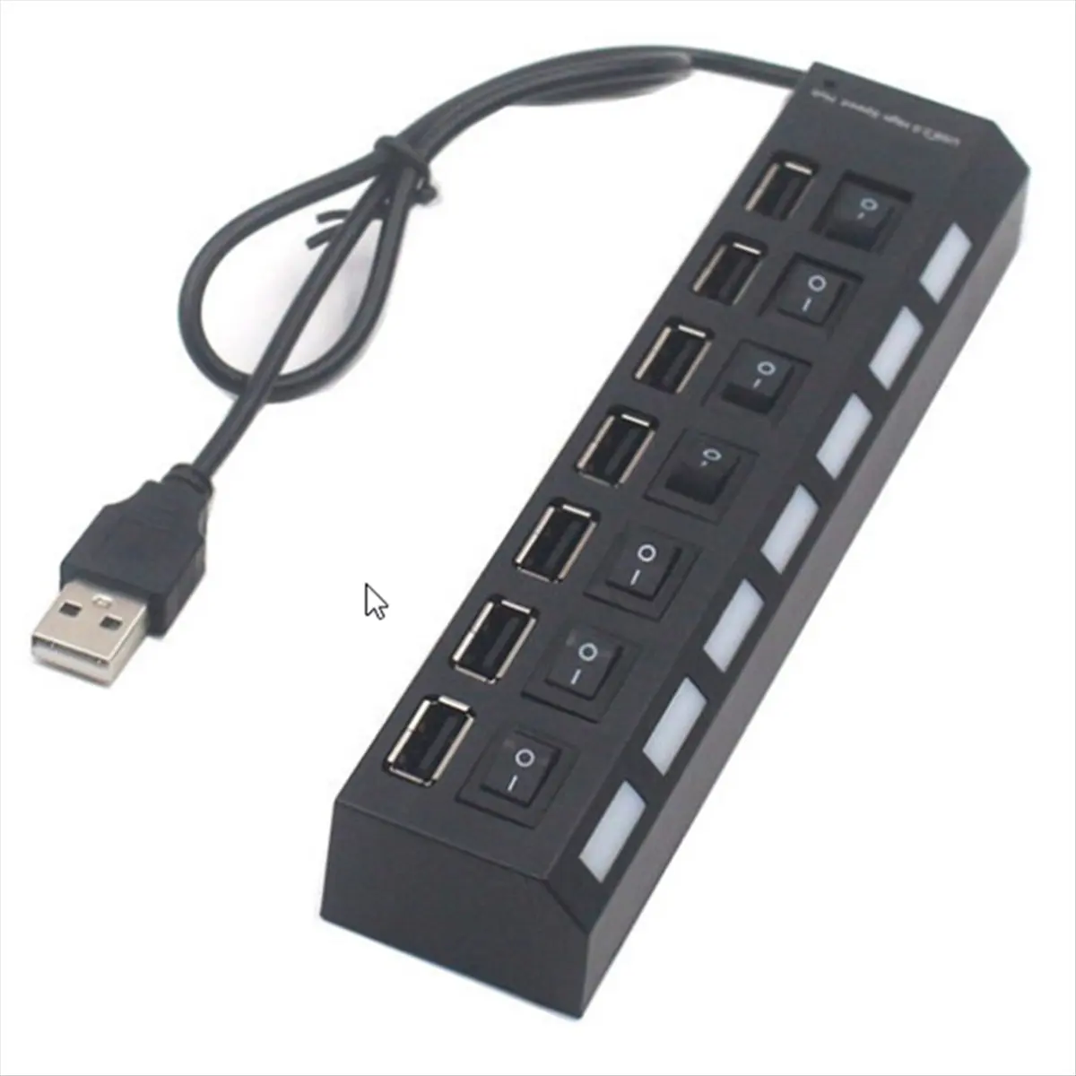 618 Mega Sale-Usb Hub Extender 7 Port Hub Black and White with Switch Light Hub 7 Port Docking Station 5 Pieces