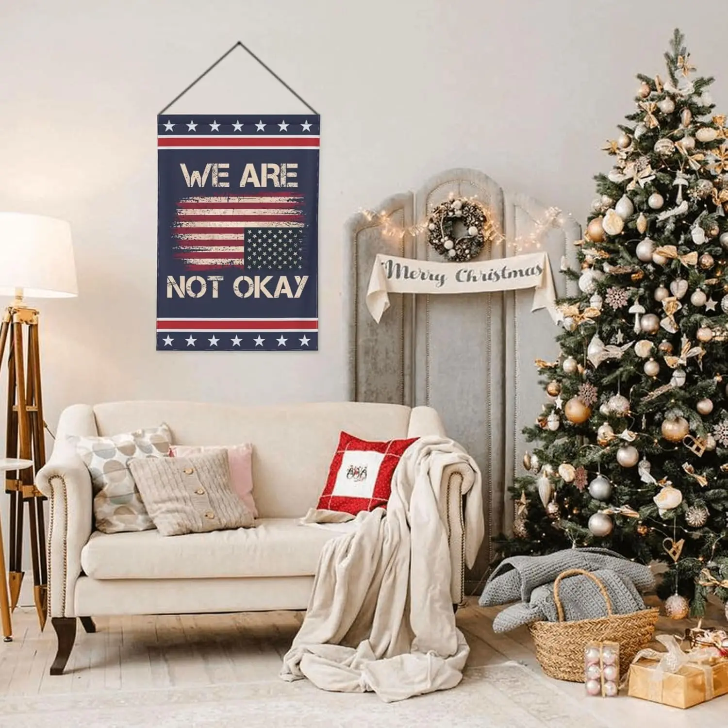 POFEISI نحن لست موافق العلم الأمريكي رأسا على عقب حديقة العلم 12x18 مضحك نحن لست موافق ساحة تسجيل منزل العلم لا Flagstand Doub JHH #5