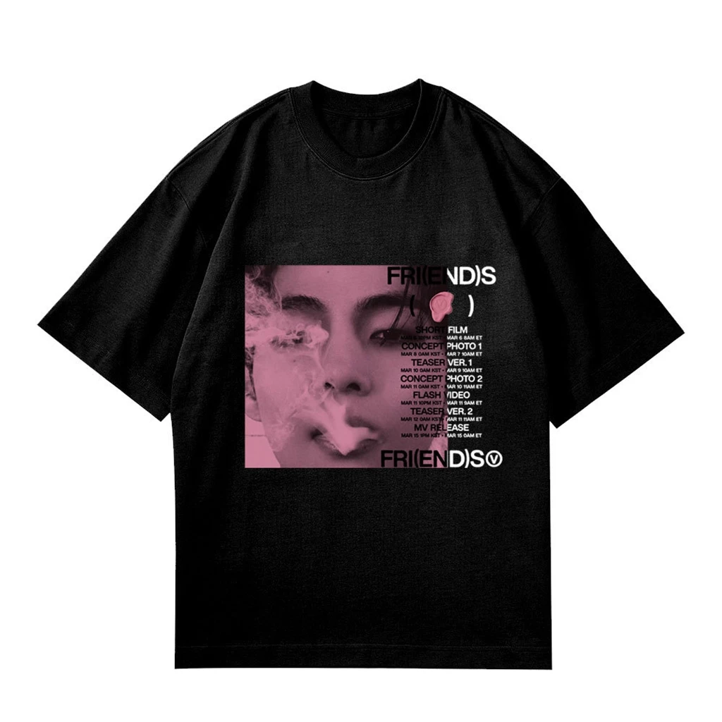 Tops Women's KPOP V FRI(END)S Graphic T-shirt Summer Men's Women's Harajuku Casual O-neck Short Sleeve Clothing