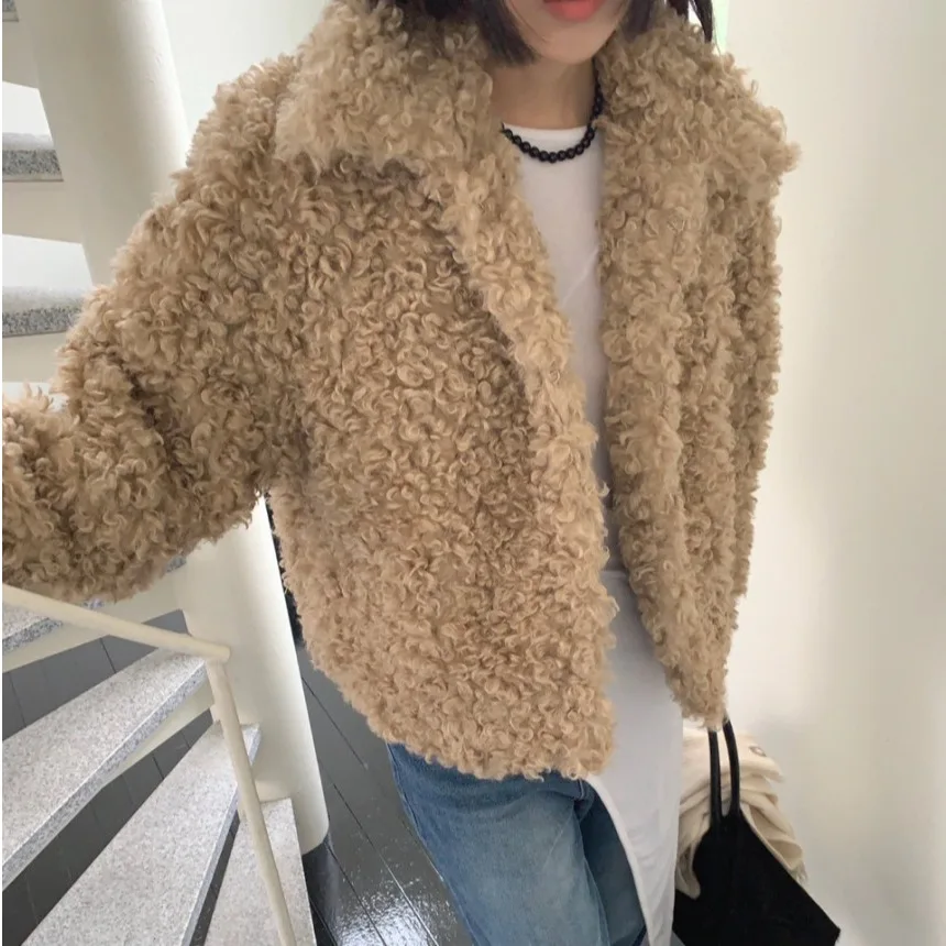 

Женское утепленное пальто East Gate с одной пуговицей, из искусственного меха, приталенное, в французском стиле, свободного кроя, с длинными рукавами, однотонное