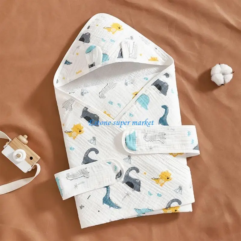 

090B Newborn Wrap Swaddle Blanket with Hood Soft Baby Bathrobes Toddler Poncho Spa Towels Print Infant Sleeping Bag Gift