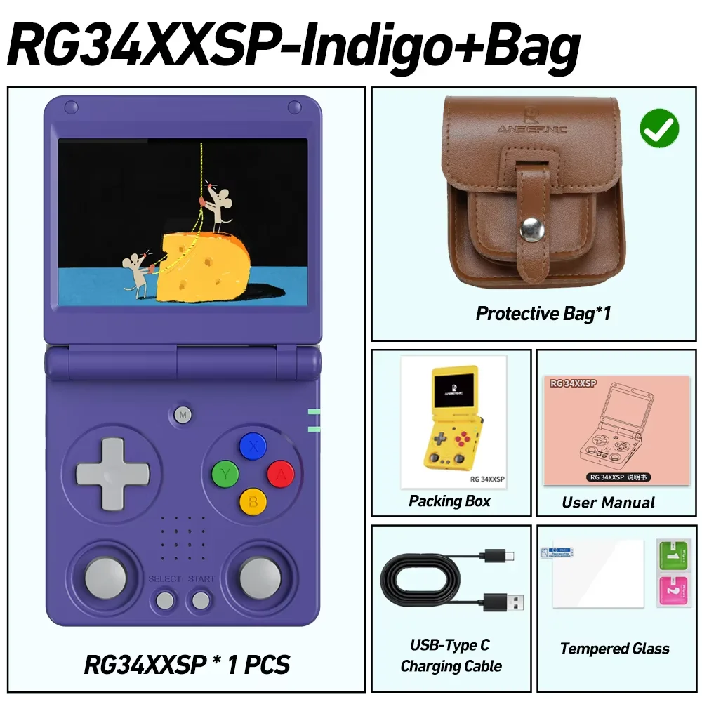 Anbernic RG34XXSP Flip Handheld Game Console RG 34XXSP 3.4-inch