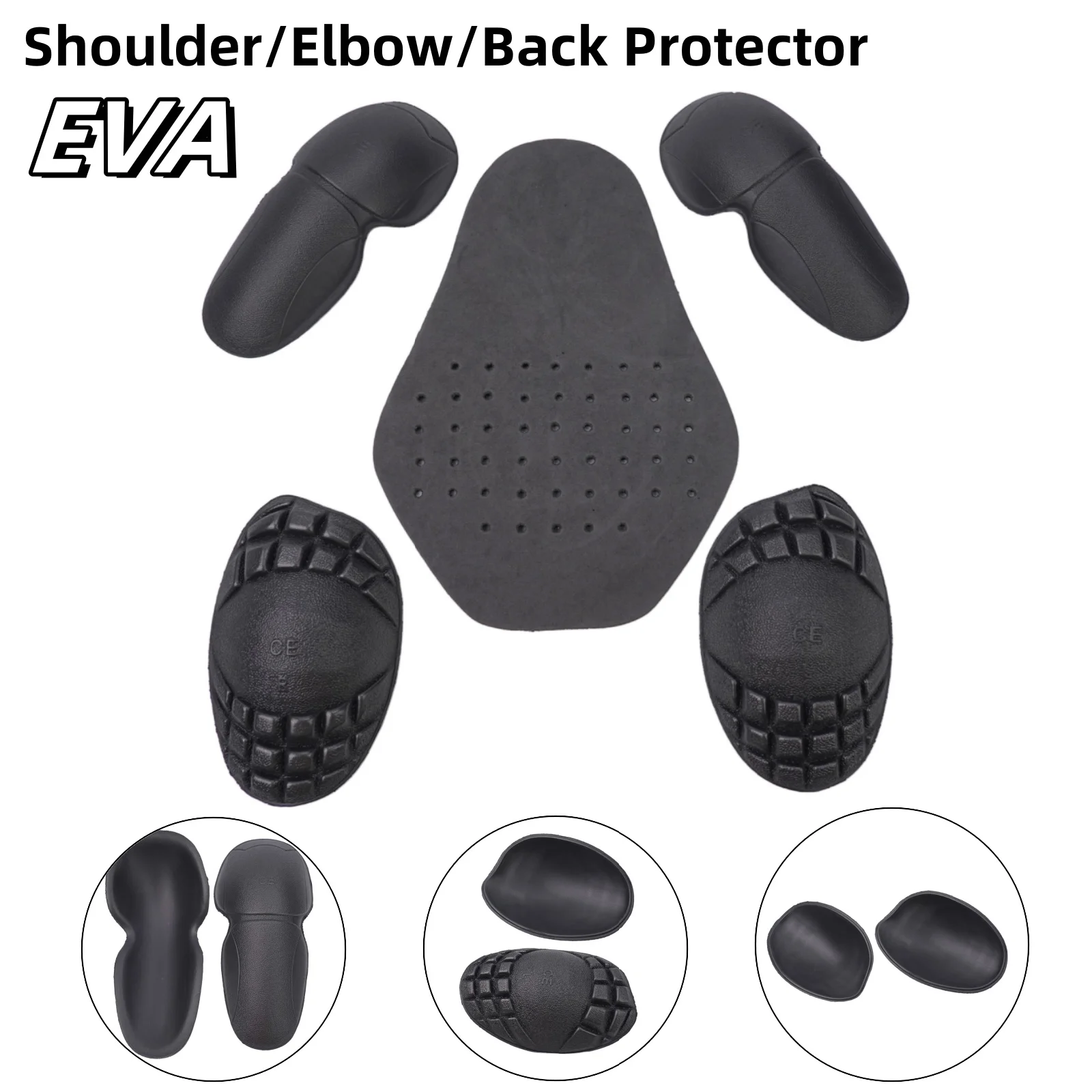 5Pcs/Set Motorcycle Shoulder Protector Elbow Protector Back Protector Motorcycl riding suit built-in protective gear EVA