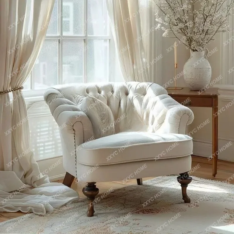 XX country fabric buckle sofa retro reception single chair