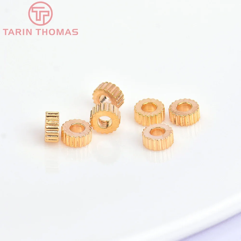 (5680)20 buah 3.5x1.5MM 24K warna emas kuningan bulat garis Spacer manik gelang manik-manik kualitas tinggi Diy aksesoris perhiasan