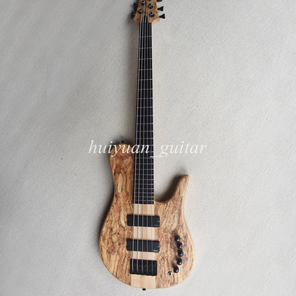 Flyoung 5 Strings Neck Through Body Active Electric Bass Guitar with Spalted Maple Veneer Rosewood Fretboard 24  Frets