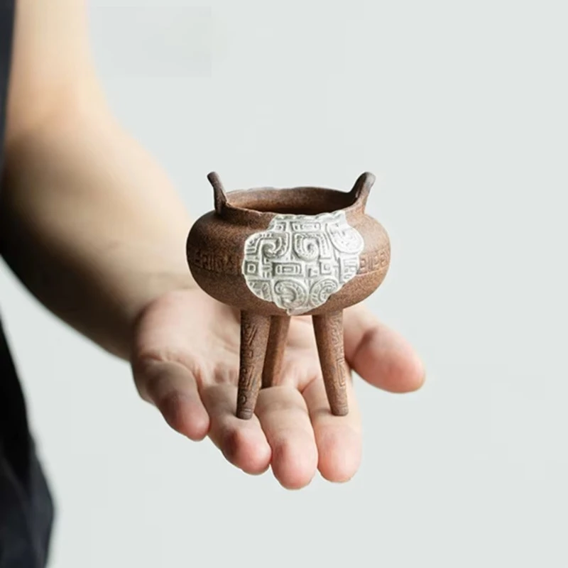 Soporte  incienso  tres patas hecho a mano, diseño plateado, horno  aromaterapia, incensario Zen, adornos