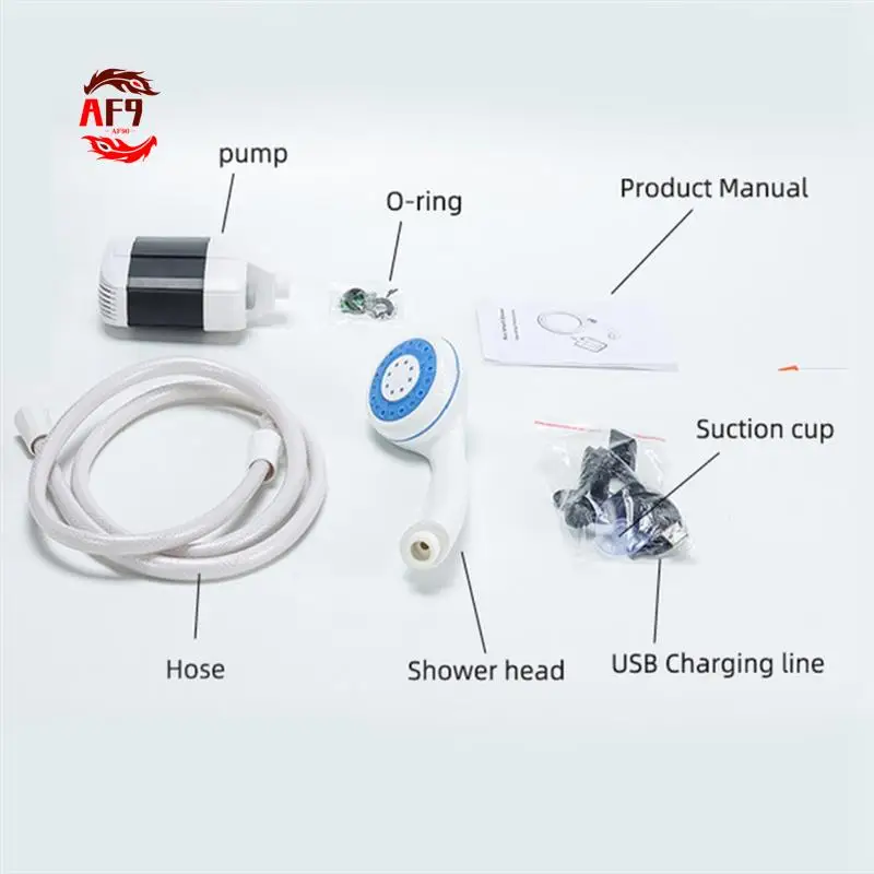 

AF90-1Set Portable Shower Handheld Outdoor Shower Pump Blue&White For Hiking Pet Cleaning