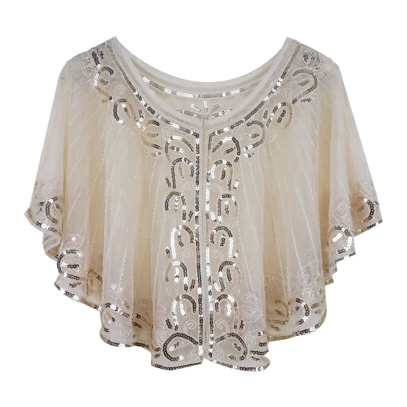 Summer Solid Color Woman Lace Knitted Cardigan Female Geometric Beaded Cloak Sequins Capelet Fringes O-Neck Office Lady Elegant