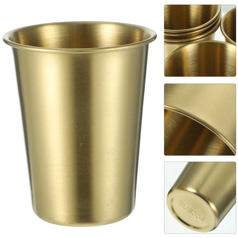 

4pcs Food-Grade Stainless Steel Water Cup Reusable Multipurpose Portable Small Mug For Home Bar Outdoor Camping
