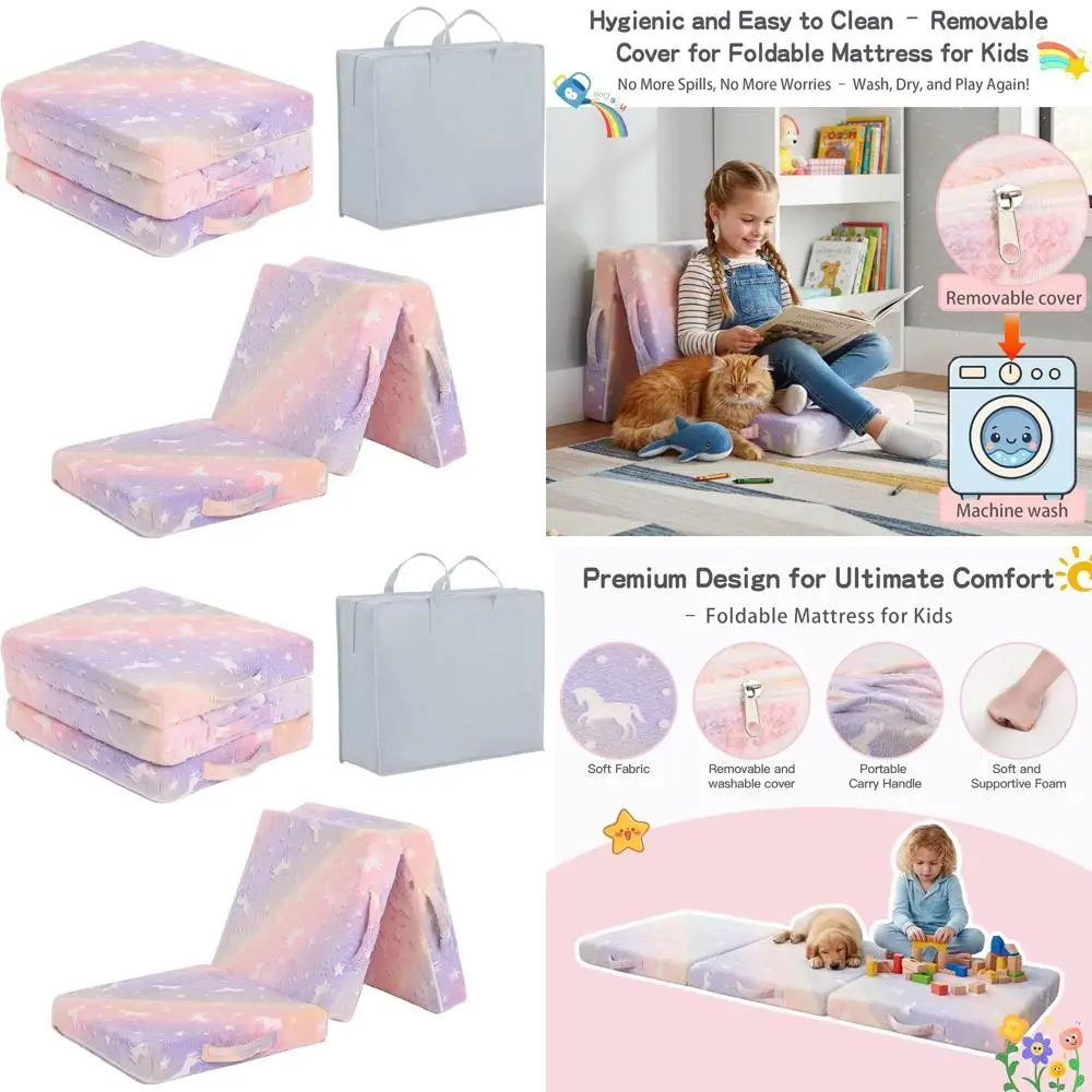 

Портативный коврик для сна для малышей со светящейся в темноте, сумка для хранения в комплекте, идеально подходит для путешествий, детского сада, кемпинга и игровой комнаты