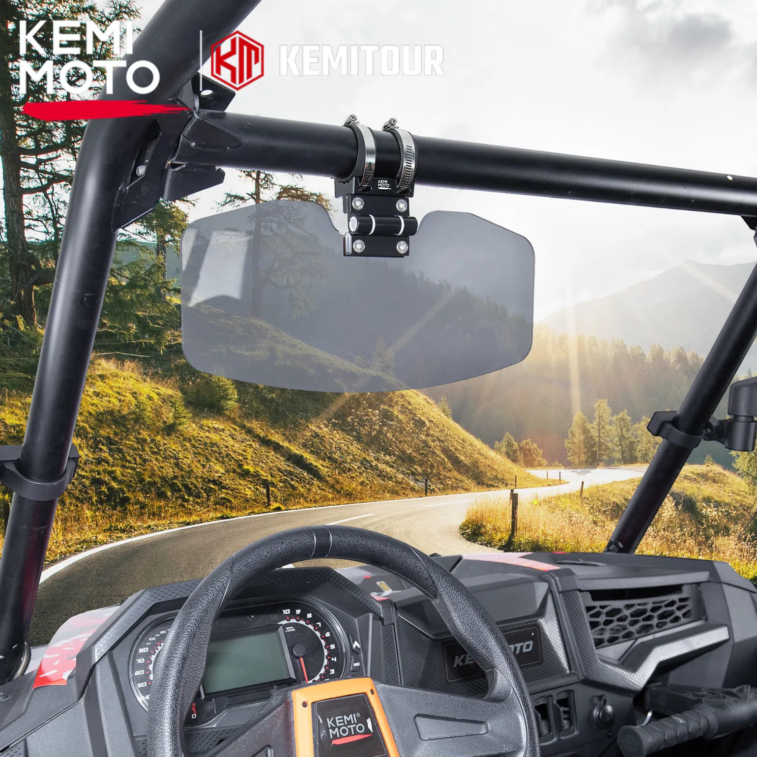 

UTV Sun Visor Oversized Anti-Glare Fit 1.5-2 in Roll Bars Compatible with Polaris RZR 800 900 1000 For Can-Am Maverick X3