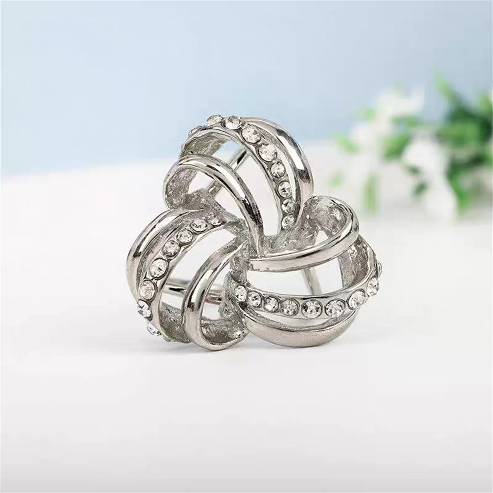 Clothes Corner Knot Button CZ Multi-Ring For Women Shirt Hem T-shirt Zircon Scarf Buckle Clothing Decoration Jewelry Accessories