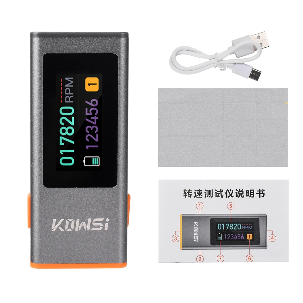 Mini Laser RPM Tachometer DC 5V 0.96-inch TFT Display Non‑Contact Laser Tachometer With Infrared Laser Sensor for Motors Fans