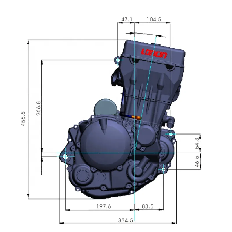 CQJB High Quality Loncin YF300CC Water Cooled Motorcycle Engine Assembly 2