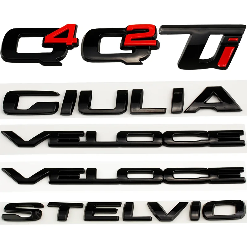 

Q2 Q4 GIULIA VELOCE STELVIO Ti badge glossy black car stickers for alfa romeo refir rear boot car accessories trunk label logo