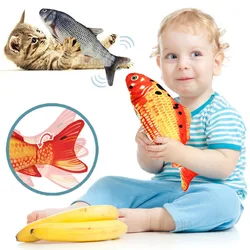 Rechargeable Electric Baby Sleeping Fish Toy Interactive Floppy Fish Cat Toy Auto Flopping USB Wiggle Plush Toy for Baby and Cat