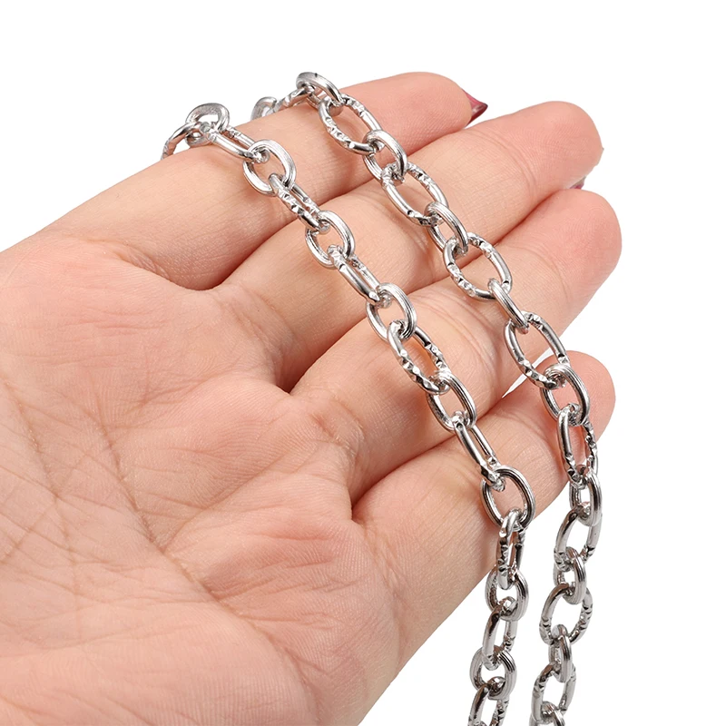 1meter Stainless Steel 7mm Oval Indentation Chain For Jewelry Making Supplies DIY Charm Necklace Bracelet Connect Accessorie