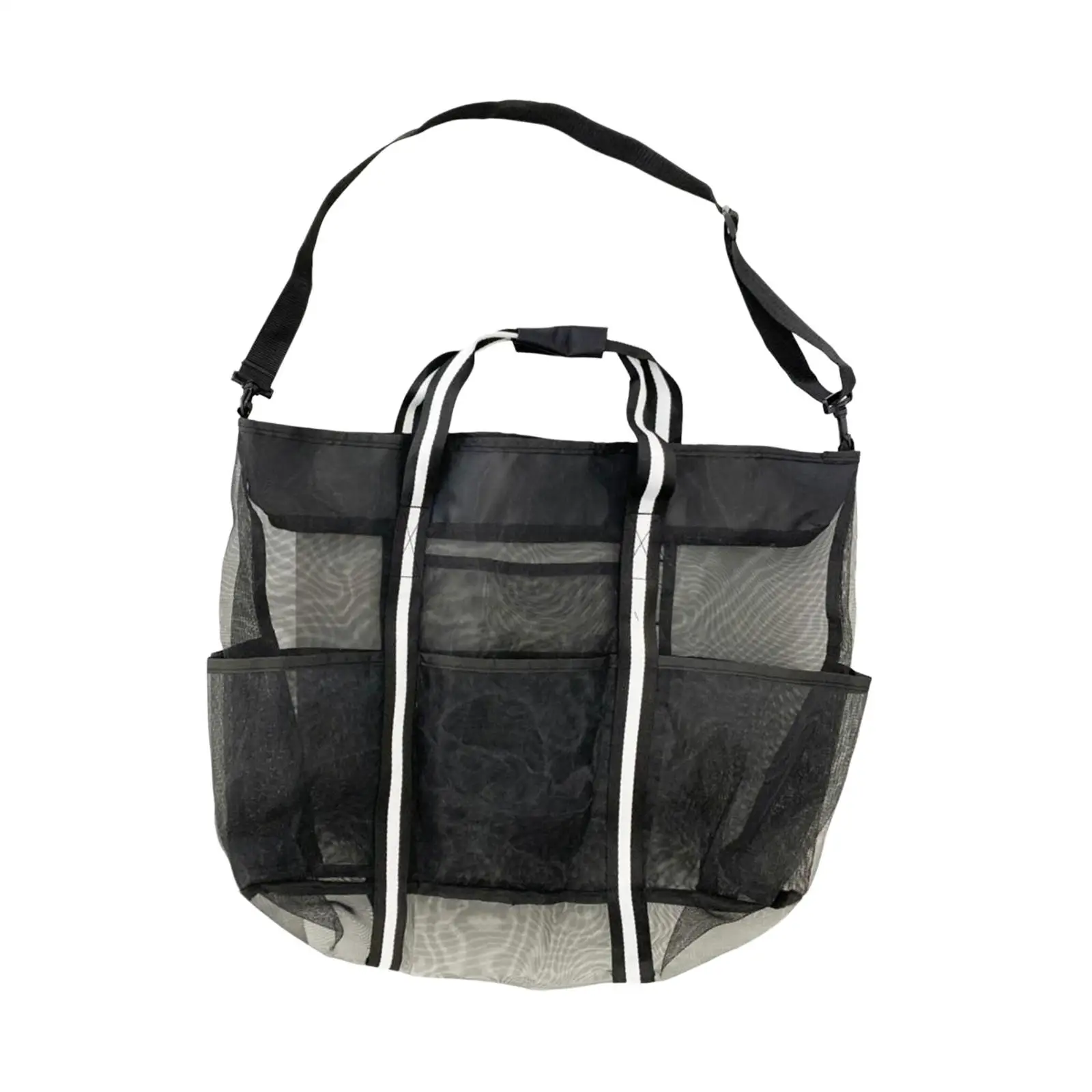 

Mesh Beach Bag Handbag Storage Organizer Portable with Shoulder Strap Swim Tote Bag Pouch for Kids Toy Towels Essential Camping
