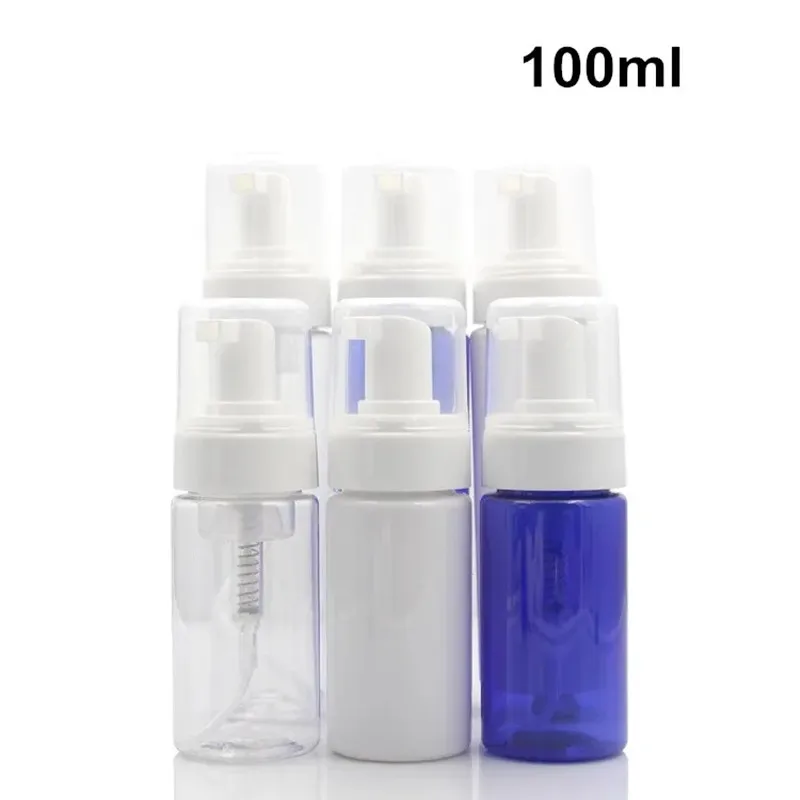 

30pcs Blue Foaming Dispenser Bottle 100ml Transparent Empty Plastic Foam Pump Bottle Travel Soap Bottle Portable Foam Bottle