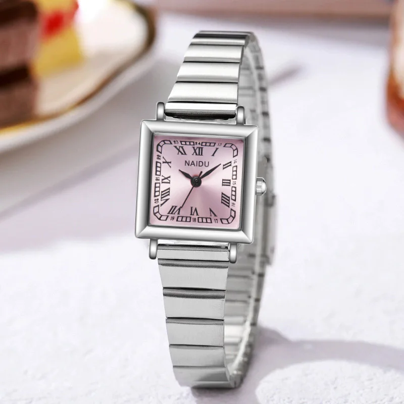 Fashion Women Square Dial Watch Quartz Ladies Clock Vintage Simple Sliver Wristwatch Minimalist Reloj Girls Dropshipping Gifts