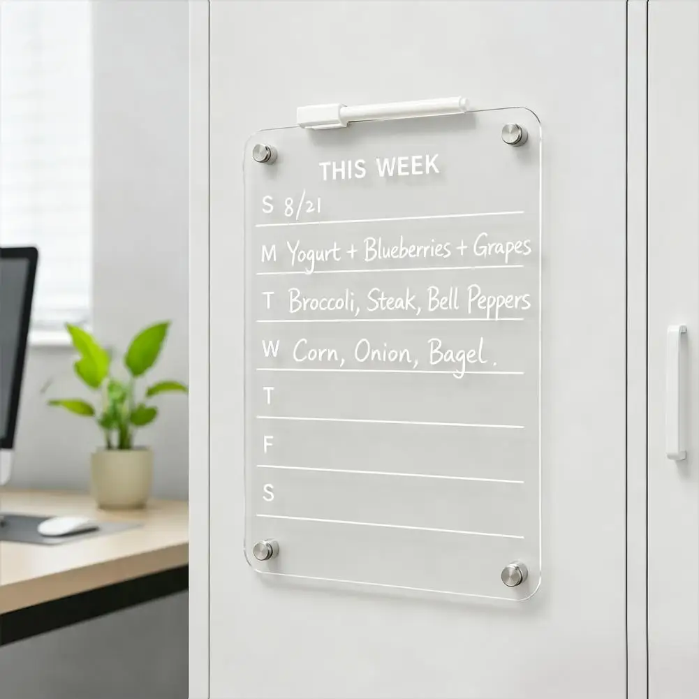 Acrylic to Do List Board 12x8 Acrylic Magnetic Planning Board Weekly Meal Planner for Refrigerator Dry Erase Menu Organizer