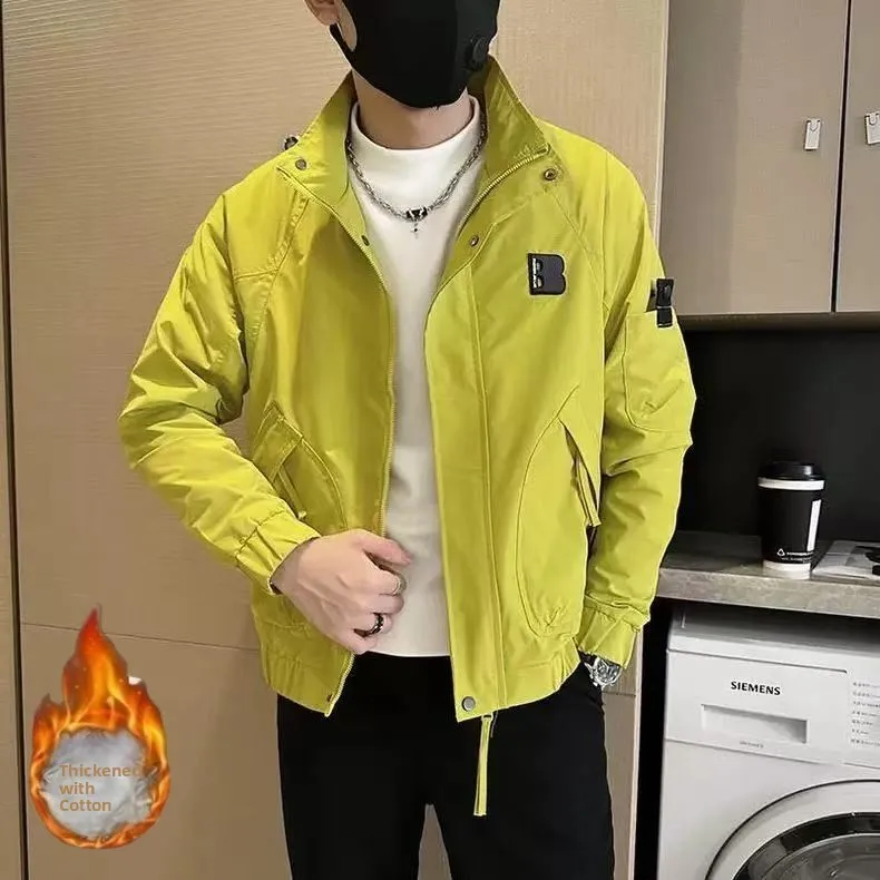 

Модная мужская куртка с хлопковой подкладкой и воротником-стойкой, повседневная рабочая одежда, верхняя одежда, модное и корейское пальто Haome