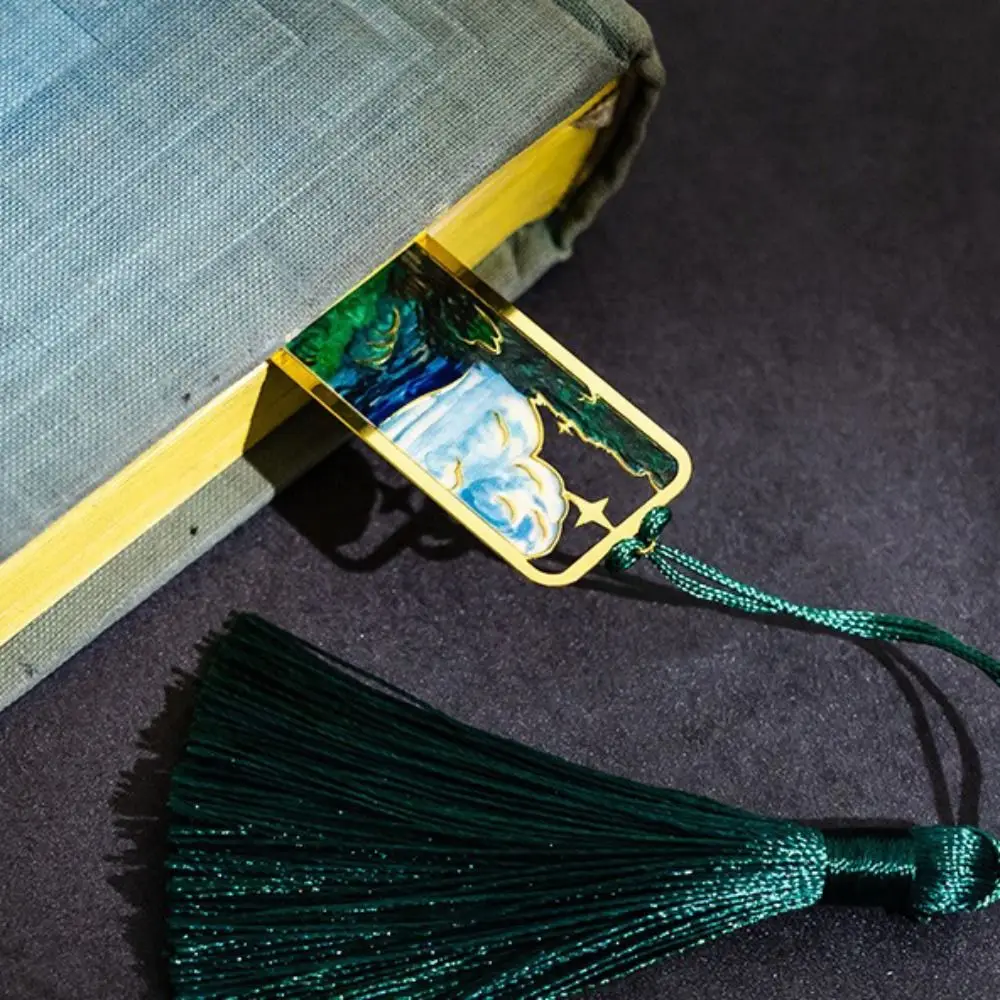 Marque-page en métal de haute qualité, peinture à l'huile, tournesol, Lotus, marqueur de Page de livre, Clip de livre de lecture creux, école et bureau