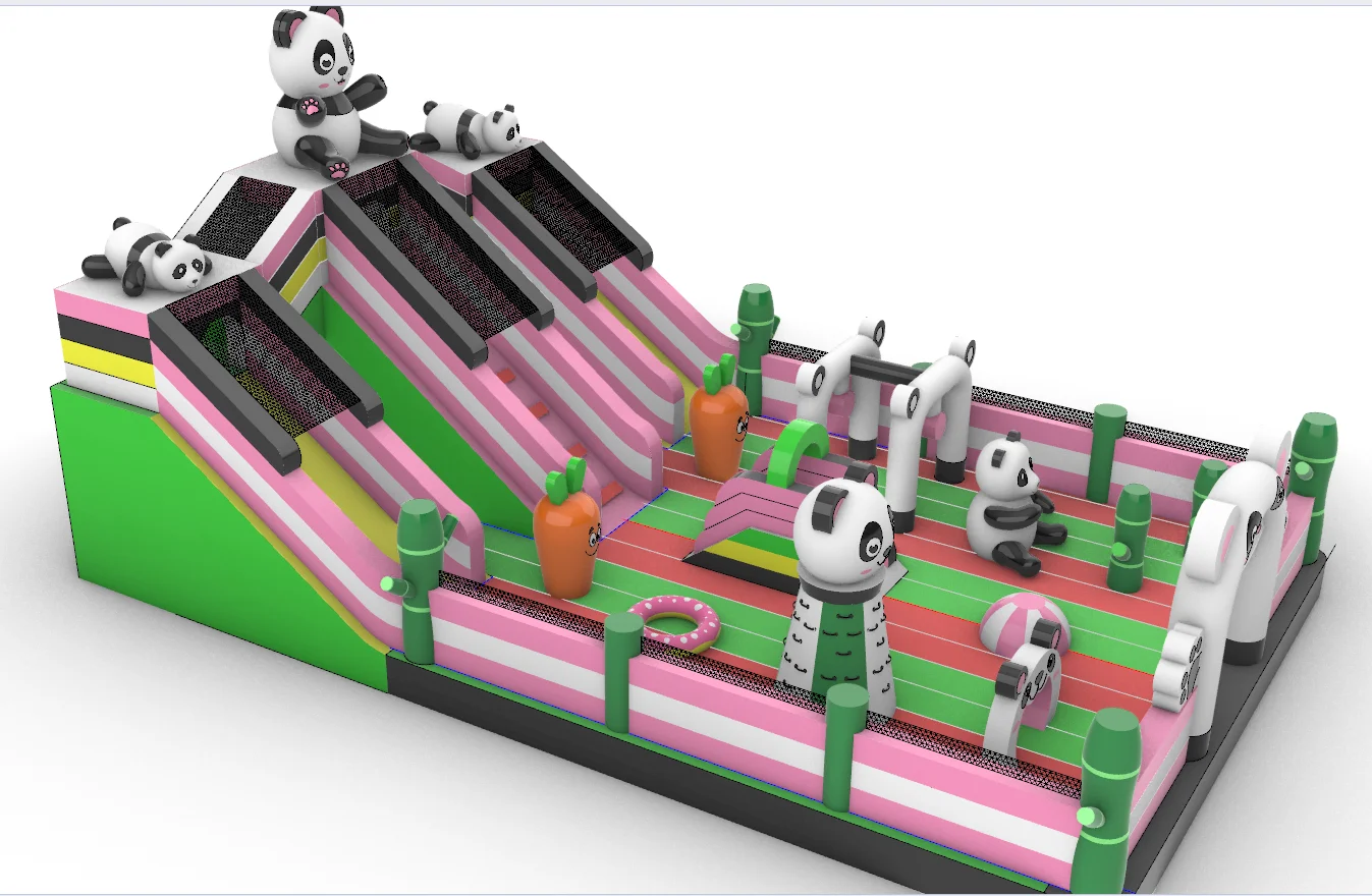 Cartoon Character Themed Inflatable Play Park with Slide Tower & Ball Pit Commercial Grade Indoor Outdoor Amusement Equipment