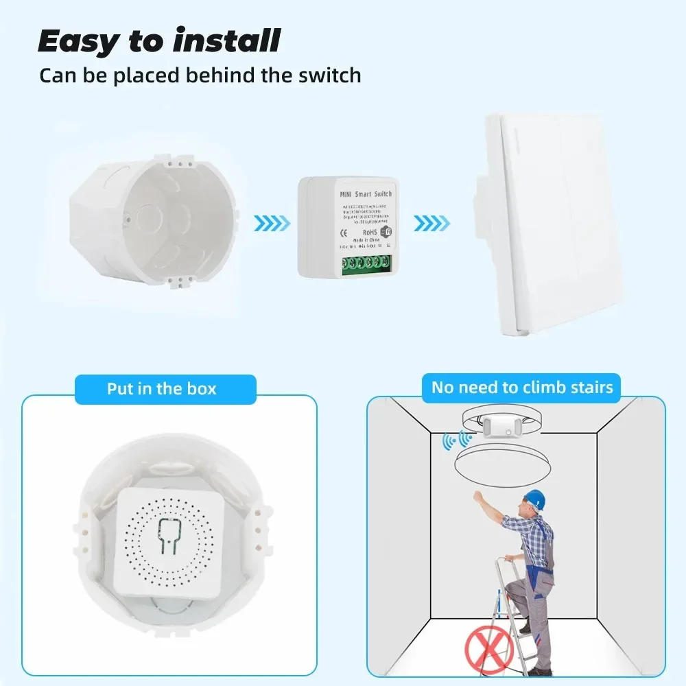 Tuya WIFI Mini Intelligent Timer Relay Smart Life APP Control modulo di automazione Switch fai da te a 2 vie funziona con Alexa Google Home