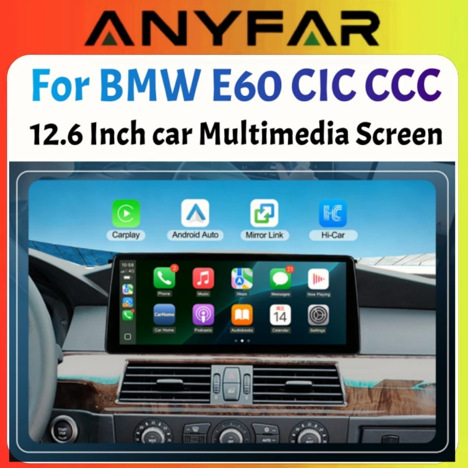 CarPlay inalámbrico, Android Auto multimedia, pantalla ultra ancha Linux de 12.6 pulgadas para BMW Serie 5 E60 2003-2008 CCC 2008-2010 CIC