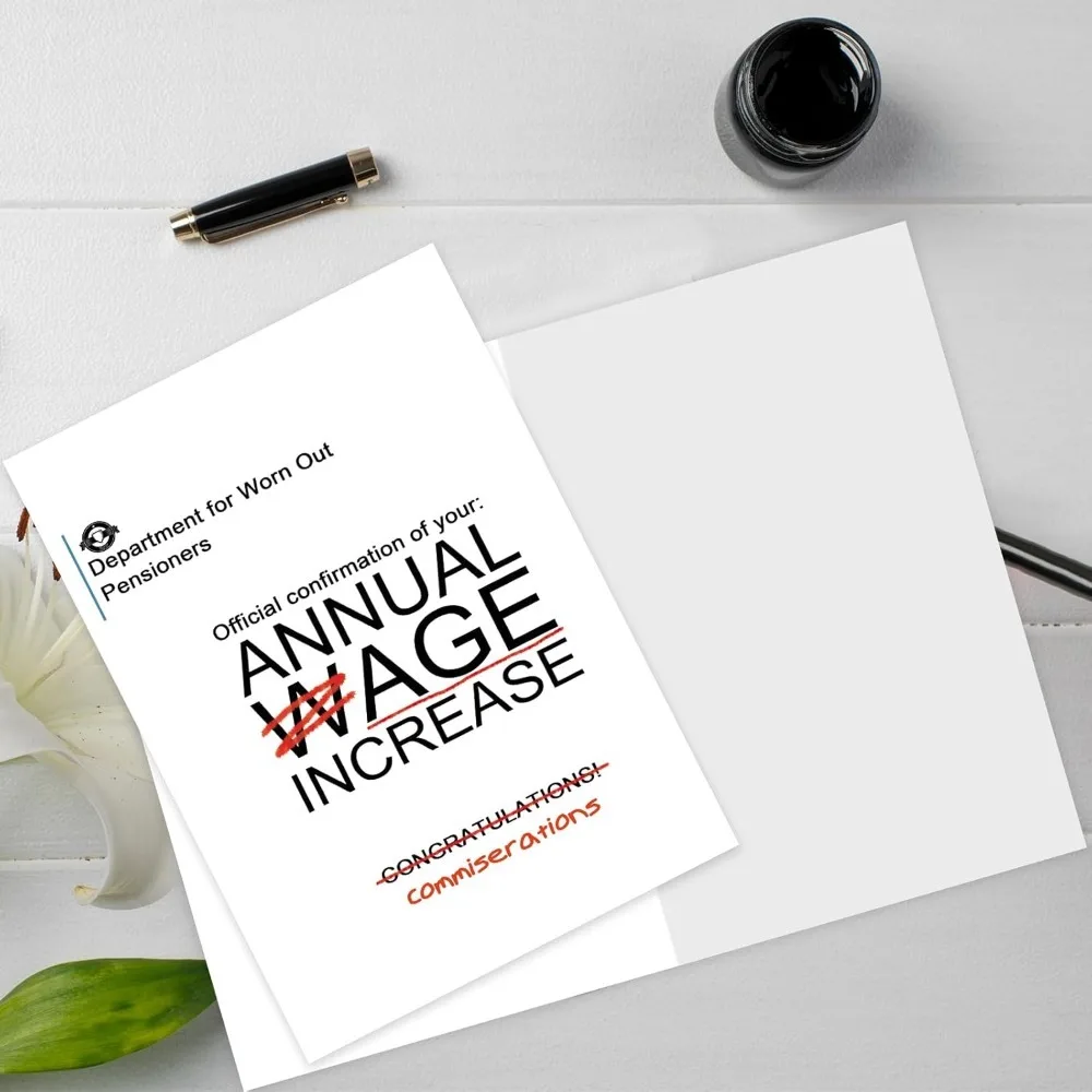 Funny Greeting Card Annual Wage Increase Commiserations Card for Colleagues Friends Humorous Birthday or Work Gift