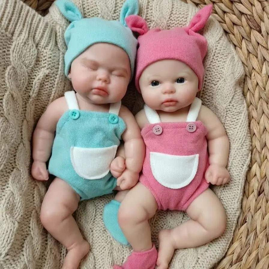 13 Inch Lifelike Closed Eyes Silicone Reborn Doll with Eyelashes Realistic Collectible Art Doll Complete Outfit Set