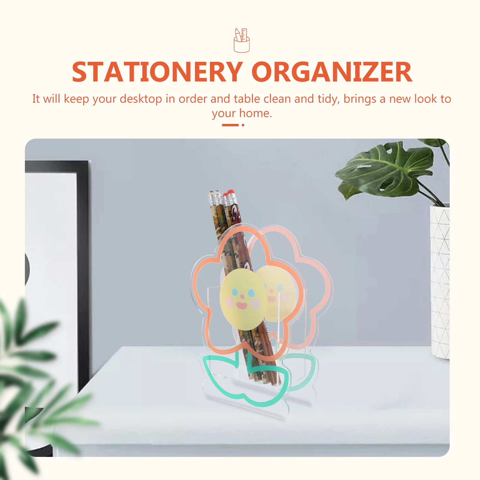 

Adorable Flower Shaped Acrylic Pen Holder Pencil Storage Box Desktop Organizer Stationery Container For Office Home School Cute