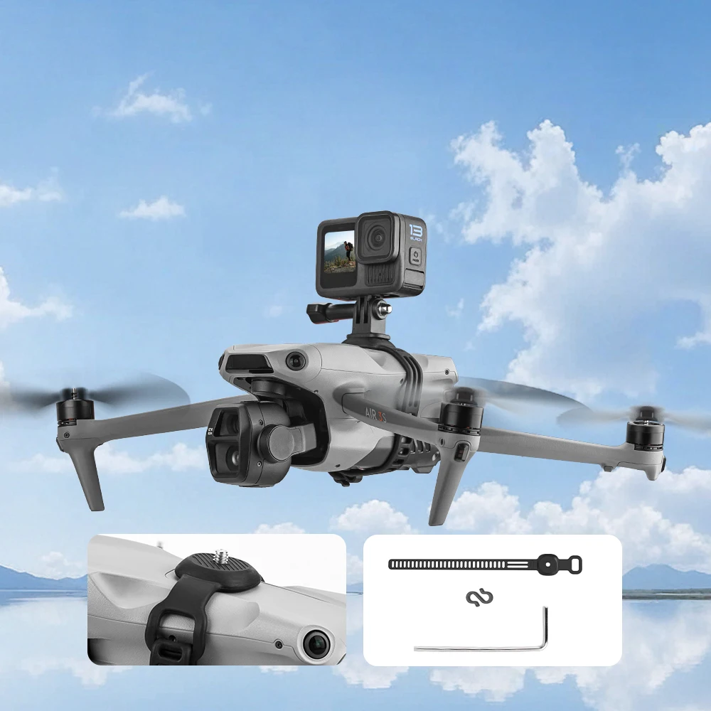 Удлинительный кронштейн для адаптера дрона DJI Air 3S/Air 2/Mavic 3/Mavic 2 Pro для Gopro 13/Action 5/Insta360 Монтажный фиксатор