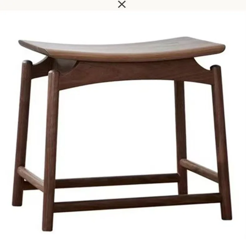 Solid Elm Wood Shoe Changing Stool Chinese Style Entryway Bench with Cushion for Living Room Hallway