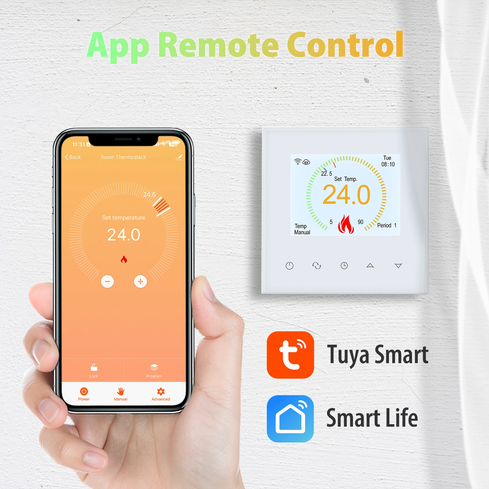 Termostato Inteligente Beok-WiFi com Tela Colorida, Termorregulador Tuya, Caldeira a Gás, Aquecimento Elétrico, Controlador de Temperatura, Alexa,