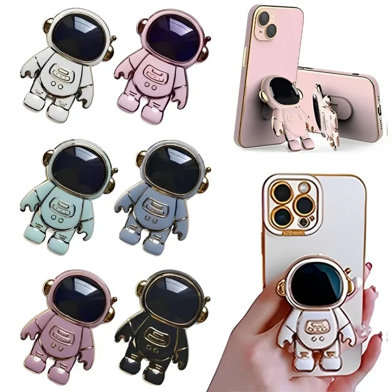 

Astronaut Phone Bracket Cute Cartoon Desktop Foldable Stand Accessories 3D Plating Anime Astronaut Phone Stand Holder Universal